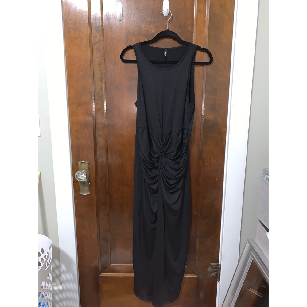 Stylewe Black Sleeveless Twist Front Ruched Maxi Dress Large